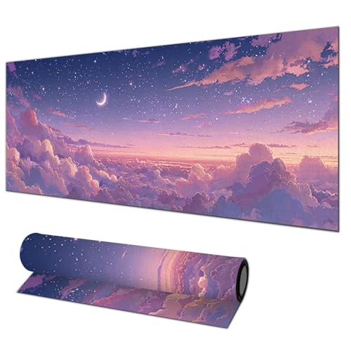HOMETITUTE Large Mouse Pad 31.5x11.8 Inch Gaming Mousepad Starry Sky Cloudscape Art Non-Slip Keyboard Desktop Protector Mat XL Mouse Pad for Home Office Laptop Wireless Mice Accessories - color: Starry Sky Cloudscape Art