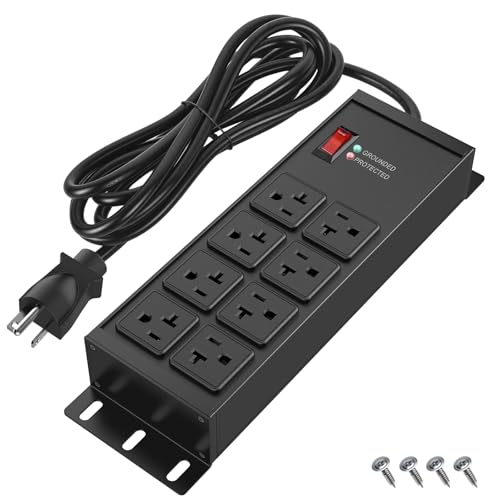Heavy Duty Surge Protector Power Strip 20 AMP Switch, 2500W 12 Gauge Extension Cord with Multiple Outlets,Wall Mount Power Strip Electric Extender for Industrial,Workshop, Garage,6 FT - color: Black, size: 6FT