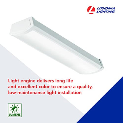 Lithonia Lighting 2' Low-Profile LED Wraparound Light Fixture, 4000K, 120V | 24-Inch LED Flush Mount Ceiling Light, 4000K Cool White Color Temperature, 120V (FMLWL 24 840) - color: 4000K Cool White, size: 24 inches, style: 120V