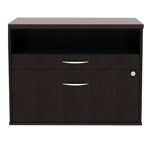 Alera Alera Open Office Desk Series Low File Cabinet Credenza, 2-Drawer: Pencil/File,Legal/Letter,1 Shelf,Espresso,29.5x19.13x22.88