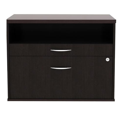 Alera Alera Open Office Desk Series Low File Cabinet Credenza, 2-Drawer: Pencil/File,Legal/Letter,1 Shelf,Espresso,29.5x19.13x22.88