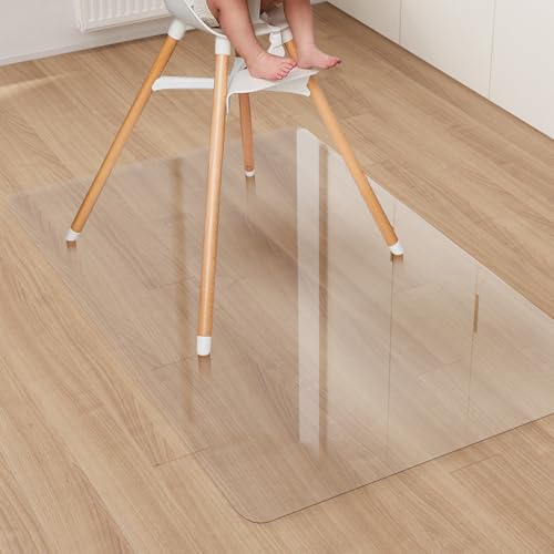 Area Floor Mat for Under High Chair, 4'×6' Transparent No Slip | Waterproof Vinyl Area Rug for Home, Spill Resistant Hard Floor Protector Cover for Kitchen, Easy Clean Splat Mat - color: Transparent, size: 4' x 6' (Rectangular)
