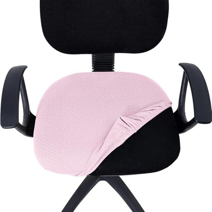 Smiry Ergonomic Office Chair Armrest Pads Pink, Set of 2 Stretch Jacquard Office Computer Chair Seat Covers Pink
