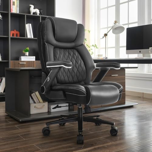 Big and Tall Office Chair,5D Flip Arms Wide Office Chair,Balck - color: Black, style: 5D Armrest