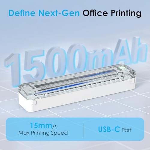 KNAON Inkless Portable Printer, Bluetooth Printing for Travel, 8.5x11 | Wireless Bluetooth Small Printer for Travel & Office & Home Use, Includes 3 rolls, Compatible with Phone, Tablet & Laptop