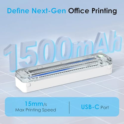 KNAON Inkless Portable Printer, Bluetooth Printing for Travel, 8.5x11 | Wireless Bluetooth Small Printer for Travel & Office & Home Use, Includes 3 rolls, Compatible with Phone, Tablet & Laptop