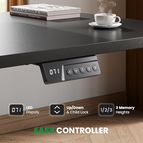 SIAGO L-Shaped Standing Desk - 63 x 55 Inch Adjustable Corner Standing Desk with Charging Station - L Shape Sit Stand Table with Memory Controller, Splice Board for Home Office | Adjustable L Shape Corner Computer Desk with Memory Controller, Splice Board
