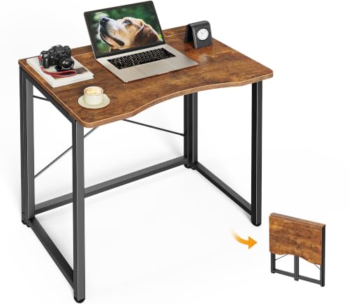 Huuger Folding Desk for Small Spaces, 23.6 Inch Foldable Computer Table - color: Rustic Brown, size: 16.5"D x 23.6"W