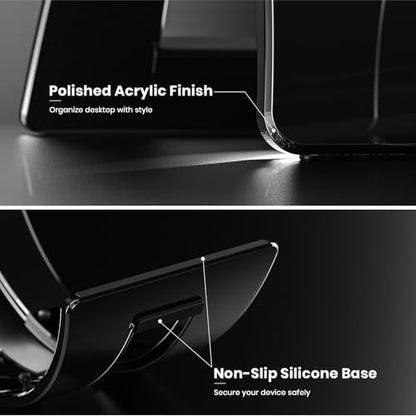 Yikola Vertical Laptop Stand for Desk, Vertical Laptop Hoder Space-Saving Organizer for All MacBook, Laptop Stand Acrylic Invisible Desktop Notebook Dock-Black… - color: Black