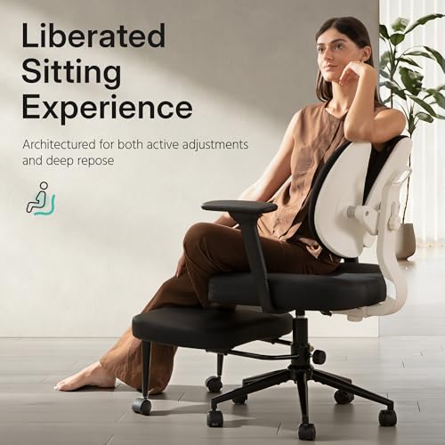 AreShark Criss Cross Office Chair with Armrest Wheels & Stretchable Rotating Footrest, Ergonomic Cross Legged Swivel Chair with Back Support& Adjustable Height for Yoga Kneeling Meditation Home Office