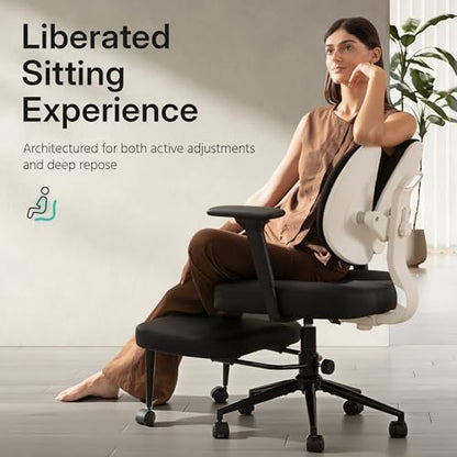 AreShark Criss Cross Office Chair with Armrest Wheels & Stretchable Rotating Footrest, Ergonomic Cross Legged Swivel Chair with Back Support& Adjustable Height for Yoga Kneeling Meditation Home Office
