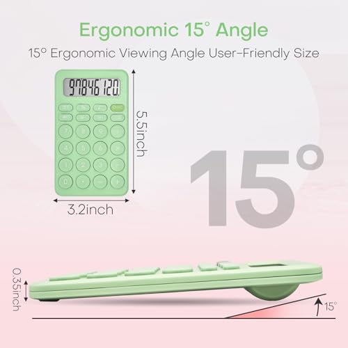 Cute Calculator, Basic Four Function Calculator for Teachers Students Basics Office, Small Handheld Calculators, 8 Digit with LCD Display, Sensitive Button, 5.5×3.2 inches Light Green
