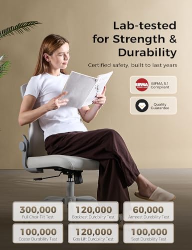 Mesh Office Chair, Armless Ergonomic Desk Chair for Small Spaces | Adaptive lumbar support, 2.8inch dual-density foam and quiet casters suit computer work, gaming and study, sturdy 300-lb base - color: Gry