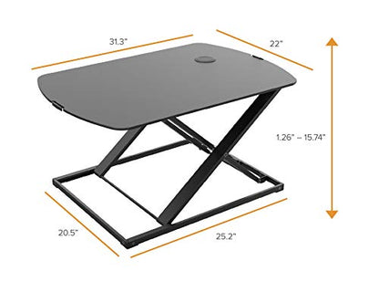 Bostitch Office Sit Stand Desk Converter, Height Adjustable Workstation Riser, Includes Wireless Charging Pad, Black (STND-3122BK) - style: Sit-Stand