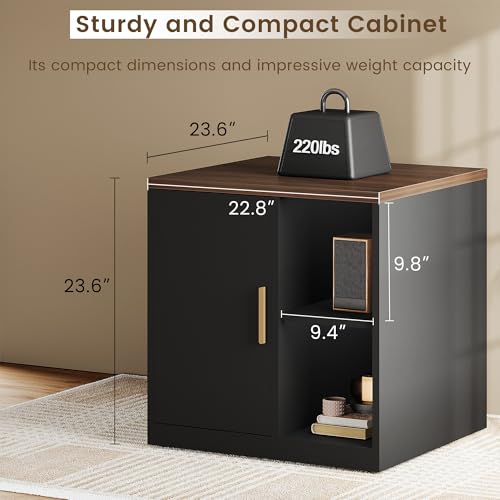 ModernMate Printer Stand with Door, Open Adjustable Shelves | 23" Printer Table, File Cabinet, Under Desk Storage Cabinet for Office, Living Room, and Study, Black Walnut - color: Black Walnut