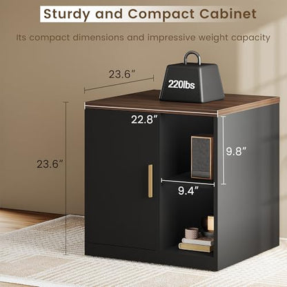 ModernMate Printer Stand with Door, Open Adjustable Shelves | 23" Printer Table, File Cabinet, Under Desk Storage Cabinet for Office, Living Room, and Study, Black Walnut - color: Black Walnut