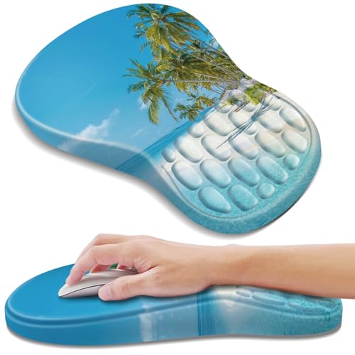 YIWEI Ergonomic Mouse Pad with Wrist Rest for Carpal Tunnel Pain Relief - color: Beach-2