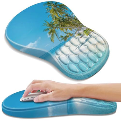 YIWEI Ergonomic Mouse Pad with Wrist Rest for Carpal Tunnel Pain Relief - color: Beach-2