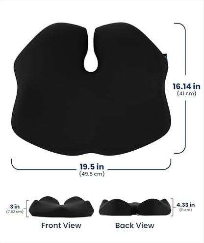 Elevate Series by Everlasting Comfort Doctor Recommended Memory Foam Seat Cushion for Office Chairs & Car - Ergonomic Desk Accessories - Cushions for Tailbone Pain Relief (Charcoal Black, Large) - size: Standard