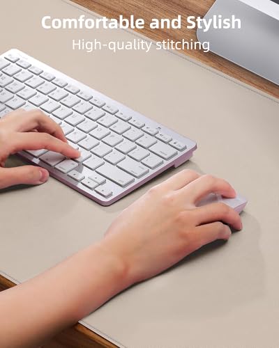 AFIING Leather Desk Pad Protector,48" x 17", Beige - color: Beige, size: 48" x 17"