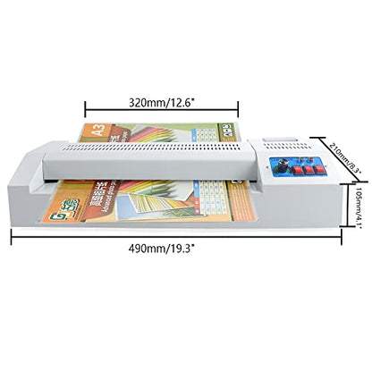 110V 600W Electric Thermal Laminator Machine for A4/A3 Paper Hot/Cold Roll Laminating Machine No Bubbles Machine,Commercial Laminator Machine for Office School Business Use