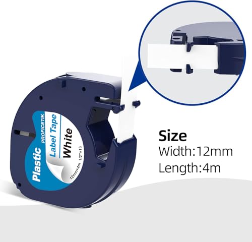 Plastic White Label Tape Strong Adhesion for Letratag LT-100H | 3 X 91331 12mm 1/2 x 13 Replacement for Dymo Letratag Refills Print Clearly for Letra Tag Label Maker Refills LT100H LT100T - color: Black on White