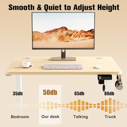Small Standing Desk, 32"x24" Height Adjustable Sit-Stand, Home Office, Oak | Electric Adjustable Standing Desk, Sit to Stand Computer Office Desk with Splice Board, Memory Preset, Lifts 28.7''-46.5" - color: White Frame-gold Oak, size: 32-inch