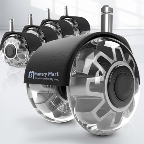 Mastery Mart Office Chair Caster Wheels for Hardwood Floors, Heavy Duty and Quiet Smooth Rollerblade Wheels for Office Chair, Universal Size (11x22mm), Suitable for Most Chairs - style: 2 inch-Grey