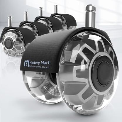 Mastery Mart Office Chair Caster Wheels for Hardwood Floors, Heavy Duty and Quiet Smooth Rollerblade Wheels for Office Chair, Universal Size (11x22mm), Suitable for Most Chairs - style: 2 inch-Grey