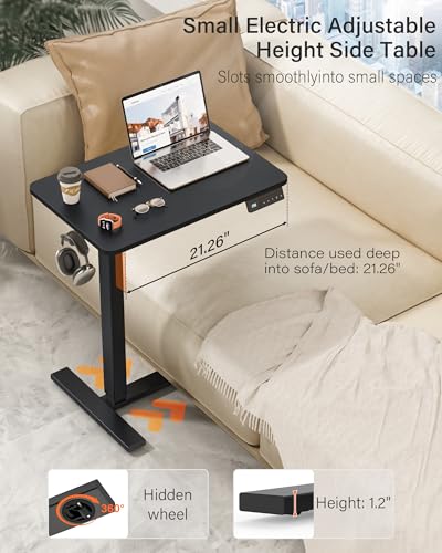 FiCiHi 28"x 16" Electric Standing Desk, Mobile Sit Stand Up Desk, Black - color: Black, size: 28" x 16"