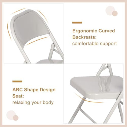 VECELO Metal Folding Chairs 4 Pack, Double Hinged Steel Frame Easy Foldable&Stackable for Office Kitchen Dinning Wedding Patio and Garden - color: Grey