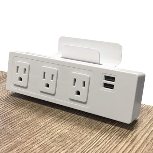 Electriduct Desk Clamp Power Strip - 3 AC Outlets and 3.1 Amp USB Charging Ports Tabletop Edge Mount Charging Station, UL Listed, 8FT Extension Cord, White - color: White, size: 1 Unit