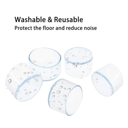 Round Chair Leg Caps,PVC Furniture Feet Covers,TTZEZE Transparent Round Floor Protectors,Clear Table Feet Covers Preventing Plastic Chair Leg Covers Scratches and Noise 50mm/1.97'', 12 - size: 1.97 inches