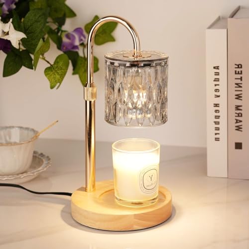 HAIDOLIANG Candle Warmer Lamp with Timer and Dimmer | Height Adjustable,Glass Electric Wax Warmer with 2 Bulbs for Women Mom Gifts, Home Decor for Scented Jar Candles (Grey) - color: Gray