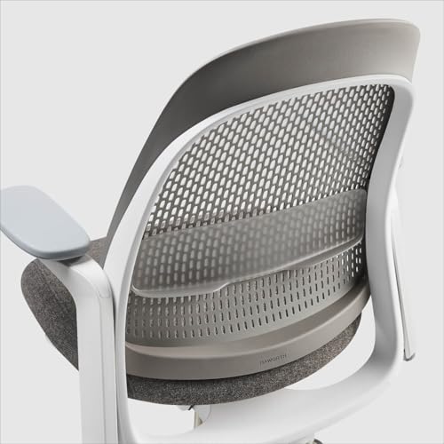 Haworth Breck Ergonomic Office Chair, Home Office Desk Chair, Stone | Computer Desk Chair with Height-Adjustable Lumbar Support, White Trim, Duo-Tone Hard Casters, and 4D-Arms - color: Stone, style: White Trim