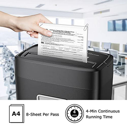 Bonsaii 8-Sheet Crosscut Paper Shredder & 12 Pack Lubricant Sheets