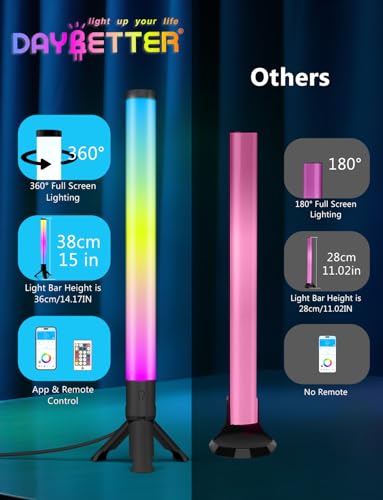 DAYBETTER 360° Smart LED Light Bars, Gaming Light Bar for Room, PC, Desk - color: Black