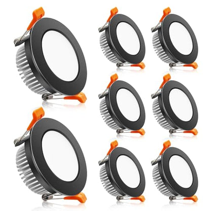 2 Inch LED Downlight, Recessed Lighting Dimmable Ceiling Light, 3W, 3000K Warm White, CRI80 with LED Driver(35W Halogen Equivalent), Black 8 Pack - color: Warm White, size: Black/8 Pack