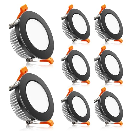 2 Inch LED Downlight, Recessed Lighting Dimmable Ceiling Light, 3W, 3000K Warm White, CRI80 with LED Driver(35W Halogen Equivalent), Black 8 Pack - color: Warm White, size: Black/8 Pack