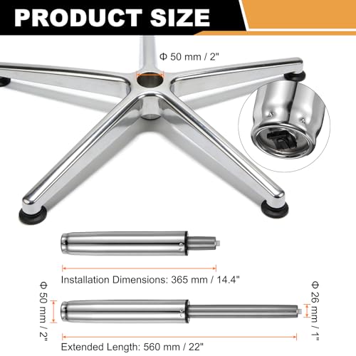 uxcell Office Chair Gas Cylinder, 22 Inch Class 3 Gas Cylinder Replacement Universal Hydraulic Pneumatic Lift Piston for Office Gaming Chair Desk Stools, Silver Tone - color: Silver Tone, size: 22 Inch