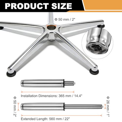 uxcell Office Chair Gas Cylinder, 22 Inch Class 3 Gas Cylinder Replacement Universal Hydraulic Pneumatic Lift Piston for Office Gaming Chair Desk Stools, Silver Tone - color: Silver Tone, size: 22 Inch
