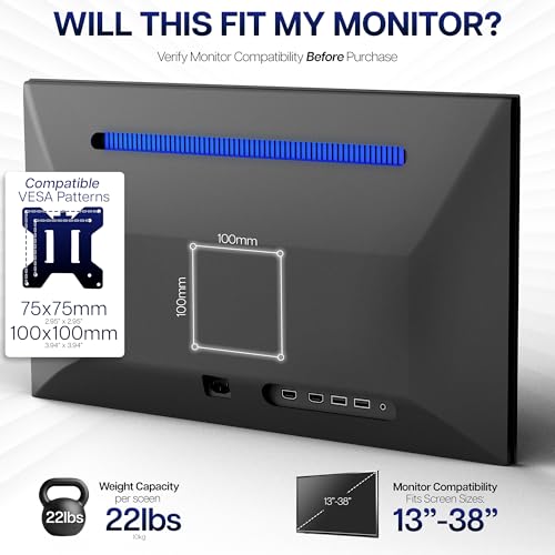 VIVO Dual Ultrawide Monitor Desk Mount, Heavy Duty Fully Adjustable Steel Stand, Holds 2 Computer Screens up to 38 inches and Max 22lbs Each, White, STAND-V038W - color: White, size: 13" - 38"