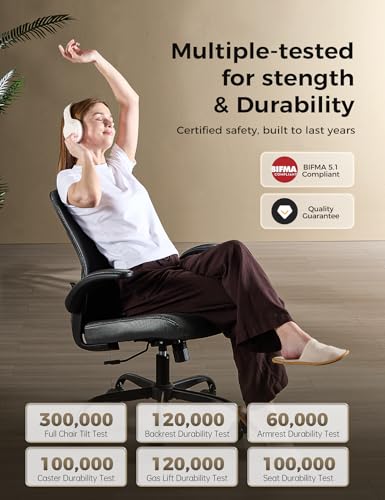 Ergonomic Mesh Office Chair with Flip-Up Armrests - color: Blk-blk