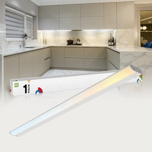 ASD LED Under Cabinet Lighting, 48 inch 24W 1758 LM Dimmable Hardwired Under Cabinet Lights for Kitchen, 3000K Soft/4000K Cool/5000K Daylight, Under Counter Light Fixtures, ETL, White, Bullnose Design - color: 48 Inch White, size: 1 Pack