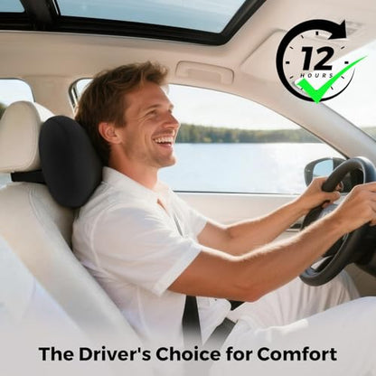 BEBAS Memory Foam Car Headrest Pillow - Breathable Neck Support Pillow for Driving, Universal Fit Cars/SUVs/Tesla/Toyota & Office Chair, Removable Cover (Black, Summer) - color: Black