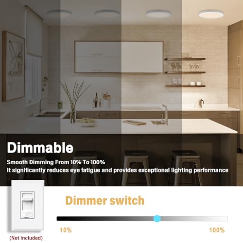 Flush Mount Ceiling Light Fixture - ETL Certified - 11 Inch Dimmable 3000K Warm White LED, 0.63'' Ultra Thin Round Design for Bedroom, Bathroom, Kitchen, Hallway, Basement, Closet (9-Pack)‌ - color: White, 3000K, size: 11 inch (9 Pack)