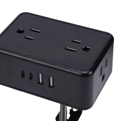 WALFRONT 17 in 1 Power Strip Dual Layer Desk Clamp 13 AC Outlets 2 USB A 2 USB C, Under On Desk Charging Station 2m Cord Suitable for Home Office (US Plug)