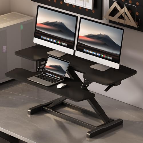 FLEXISPOT Standing Desk Converter, 42", Black - color: Black, size: 42"