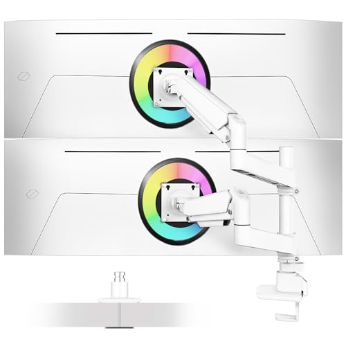 Ergounion Dual Monitor Arm for 13-49 Inch Ultrawide Screens, Heavy Duty Monitor Mount for 2 Monitors up to 44lbs, Full Motion Vertical Stacked Dual Monitor Arm Desk Mount, 75/100mm VESA Mount, White - color: White, size: Dual