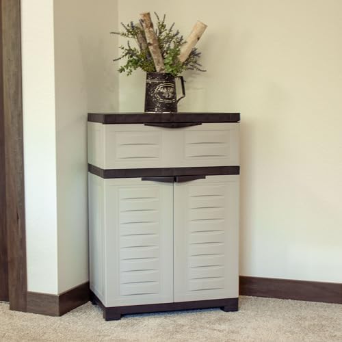 Sunnydaze 34.5" Garage Storage Cabinet with Adjustable Shelf, Gray - color: Grey, style: With Drawer - 34.5" H